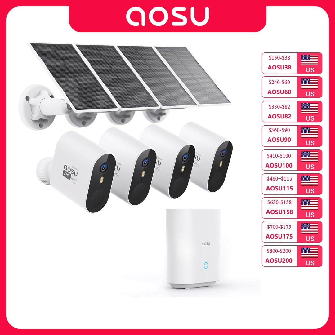 Garden Camera - Sistema di Telecamere Solari AOSU 5MP